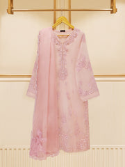 3 Piece - Pure Cotton Net Embroidered Suit S109563