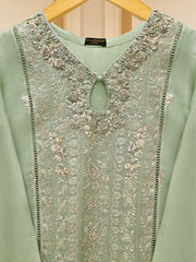 3 Piece - Pure Cotton Net Embroidered Suit S109388