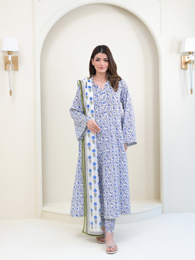 (Unstitched) 3 Piece - Printed Cambric Suit s108284