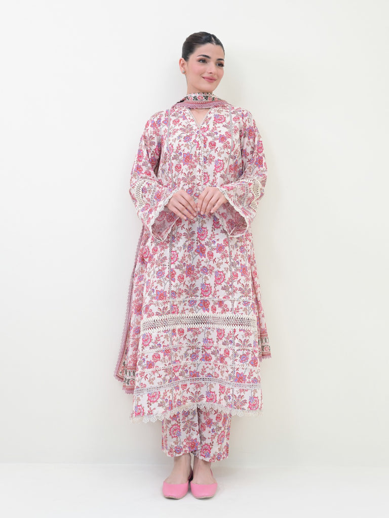 (Unstitched) 3 Piece - Printed Cambric Suit s108285