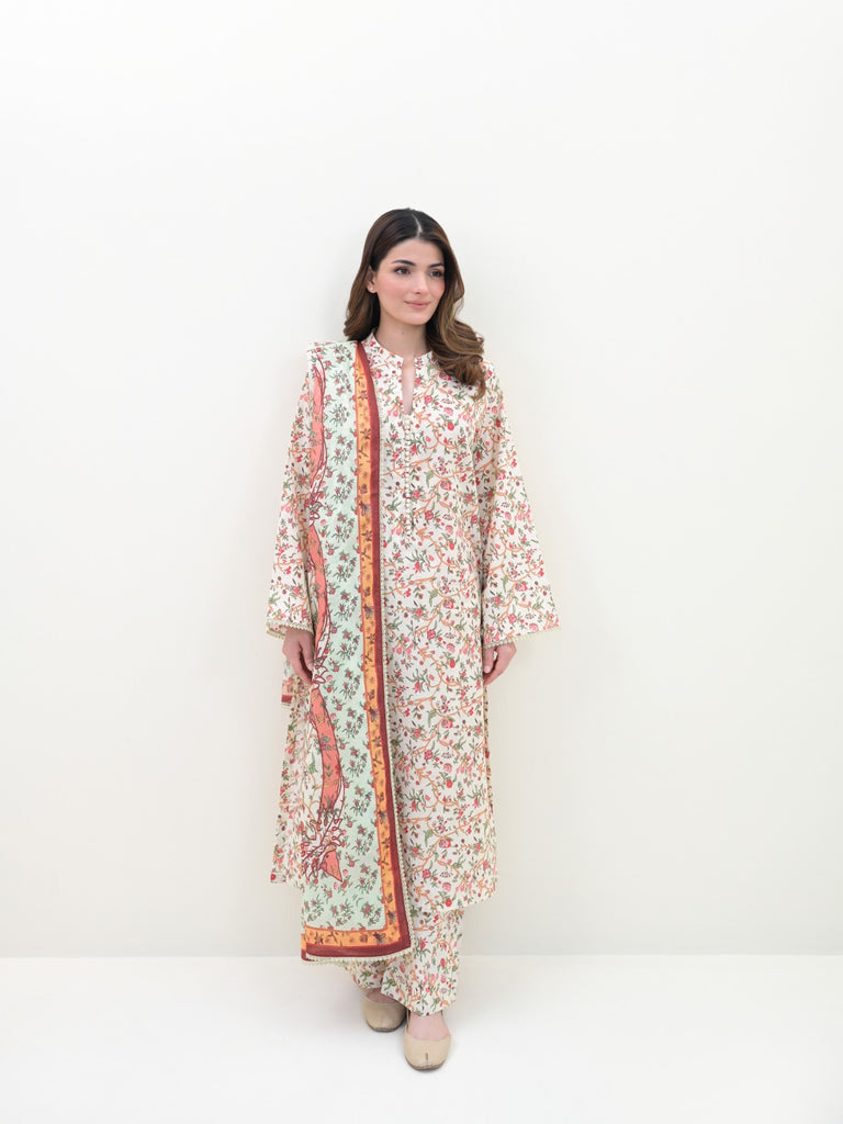 (Unstitched) 3 Piece - Printed Cambric Suit S108305