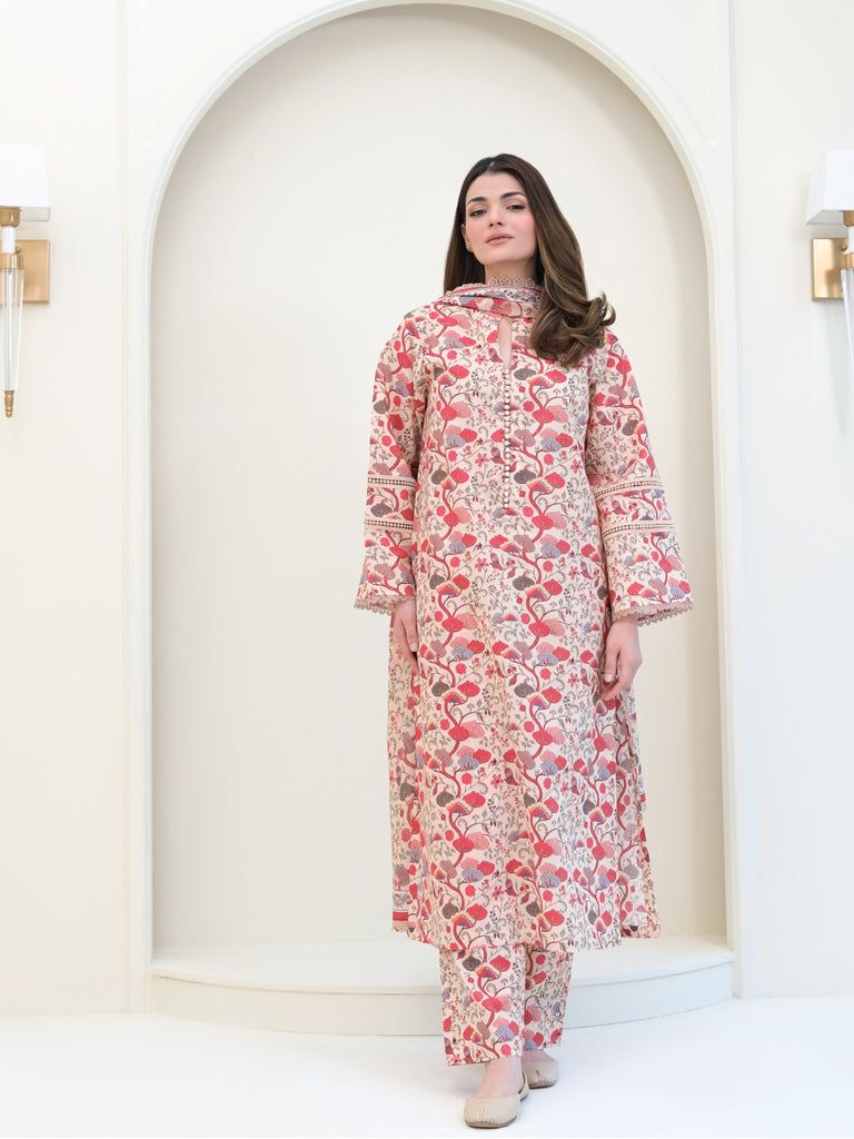 (Unstitched) 3 Piece - Printed Cambric Suit S108322