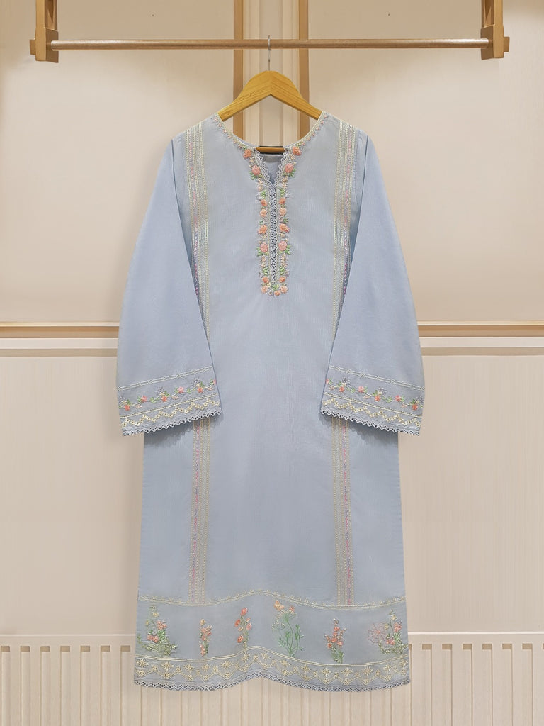TWO PIECE FINE JACQUARD LAWN EMBROIDERED SHIRT WITH CHIFFON DUPATTA S107629