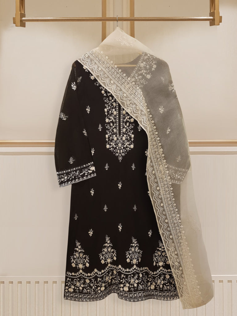 TWO PIECE PURE COTTON NET SHIRT WITH ORGANZA DUPATTA S107712