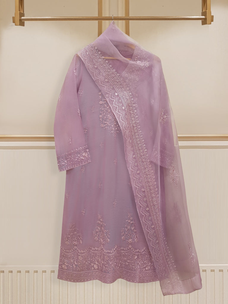 TWO PIECE PURE COTTON NET SHIRT WITH ORGANZA DUPATTA S107713