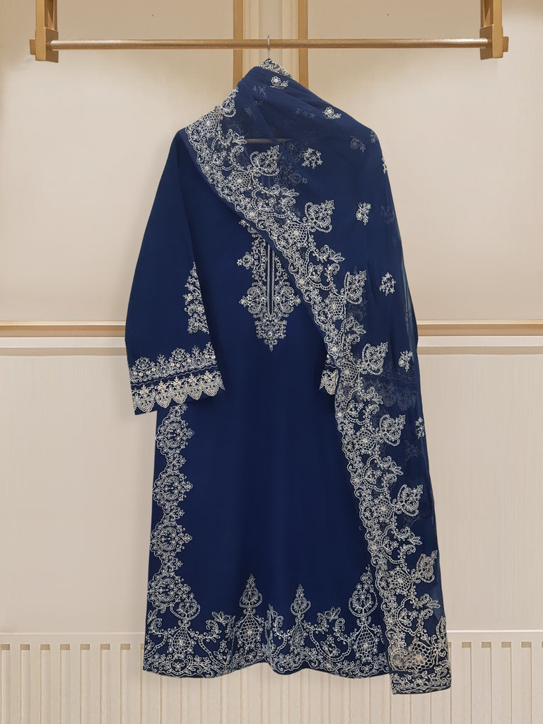 TWO PIECE FINE JACQUARD LAWN EMBROIDERED SHIRT WITH CHIFFON DUPATTA S107733