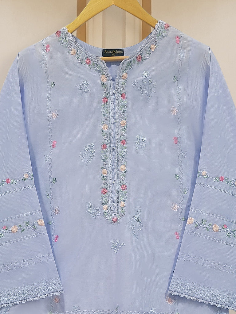 TWO PIECE FINE JACQUARD LAWN EMBROIDERED SHIRT WITH CHIFFON DUPATTA S107732