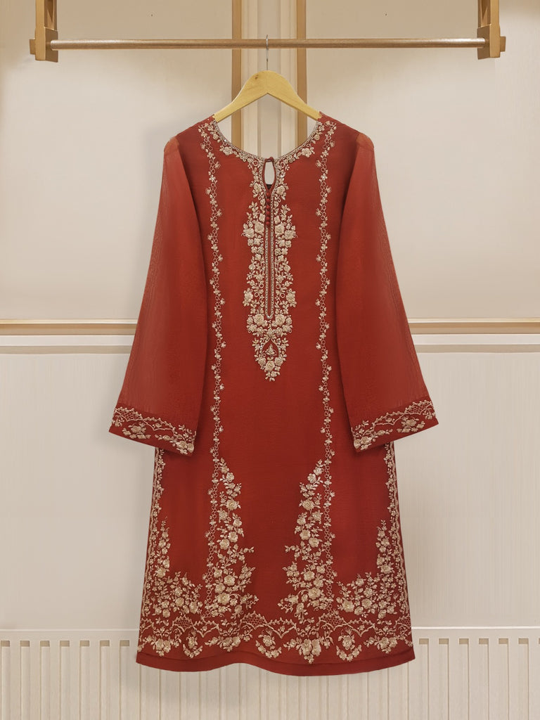 3 Piece - Pure Cotton Net Embroidered Suit S108109