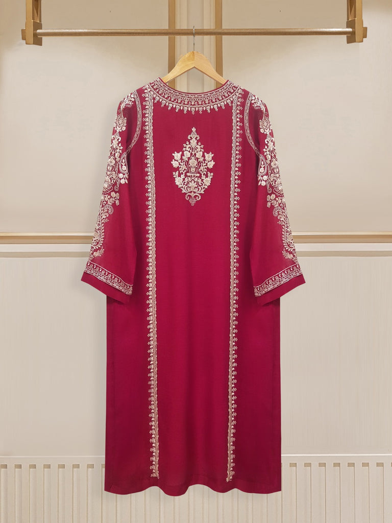 3 Piece - Pure Cotton Net Embroidered Suit S108138