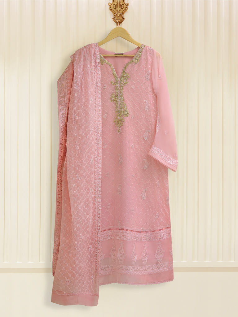 TWO PIECE 100% PURE CHIFFON HEAVILY EMBROIDERED S105503