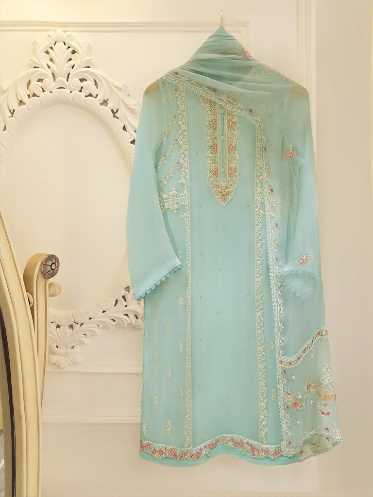 TWO PIECE PURE CHIFFON HEAVILY EMBROIDERED S103752