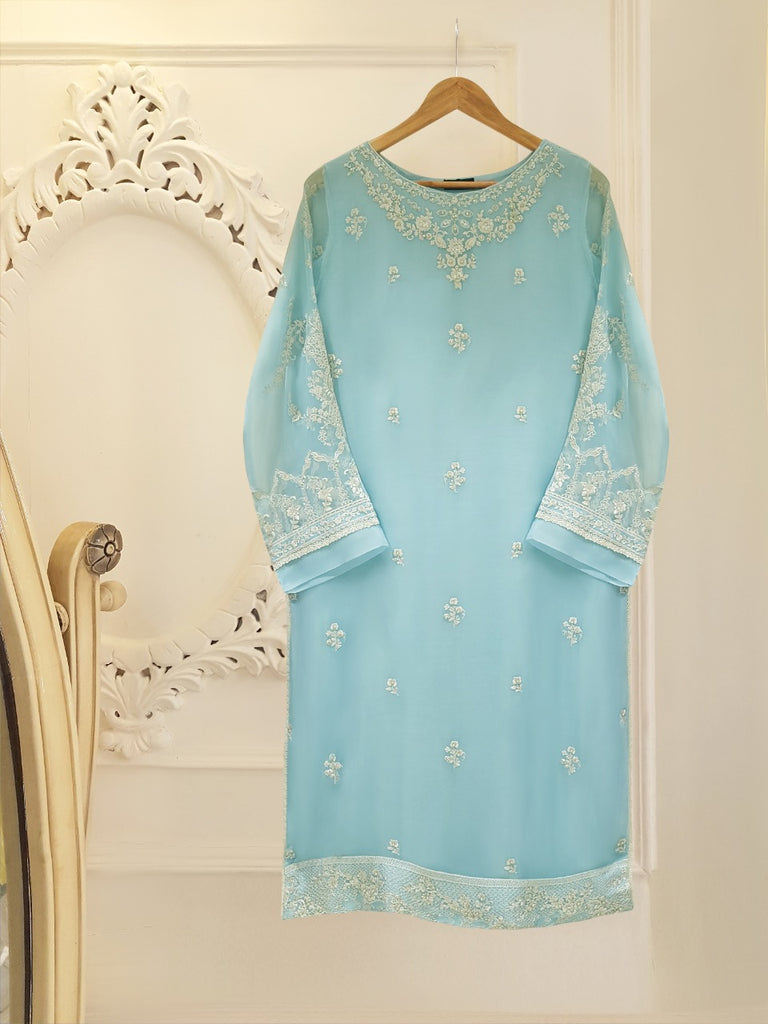 TWO PIECE PURE CHIFFON HEAVILY EMBROIDERED S103946
