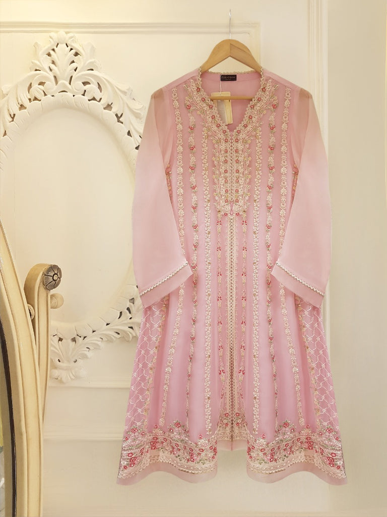 TWO PIECE PURE CHIFFON HEAVILY EMBROIDERED S104002