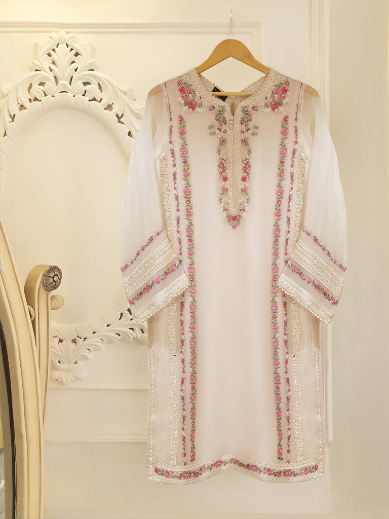 TWO PIECE PURE CHIFFON HEAVILY EMBROIDERED S104077