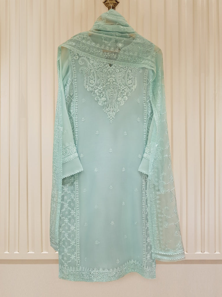 TWO PIECE PURE CHIFFON HEAVILY EMBROIDERED S104218