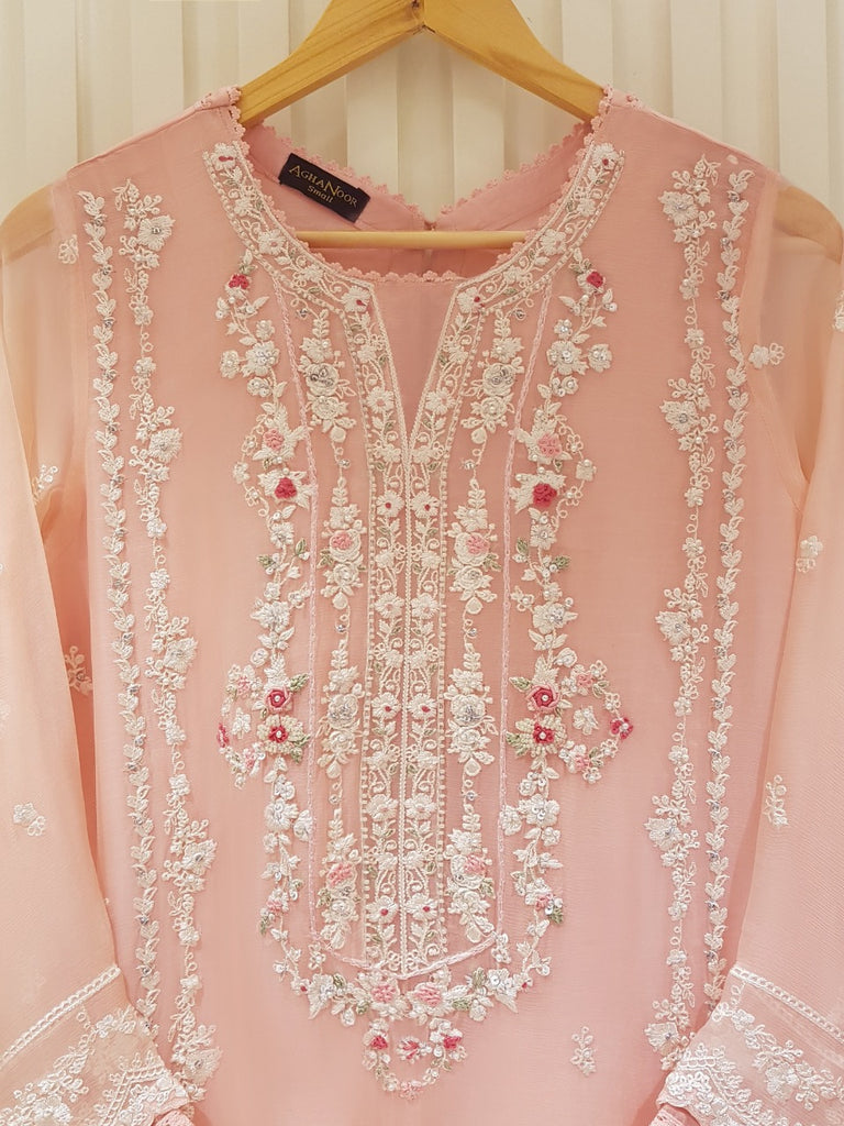 TWO PIECE PURE CHIFFON HEAVILY EMBROIDERED S104328