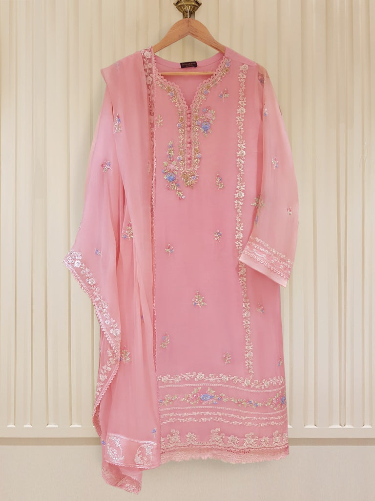 TWO PIECE PURE CHIFFON HEAVILY EMBROIDERED S104399