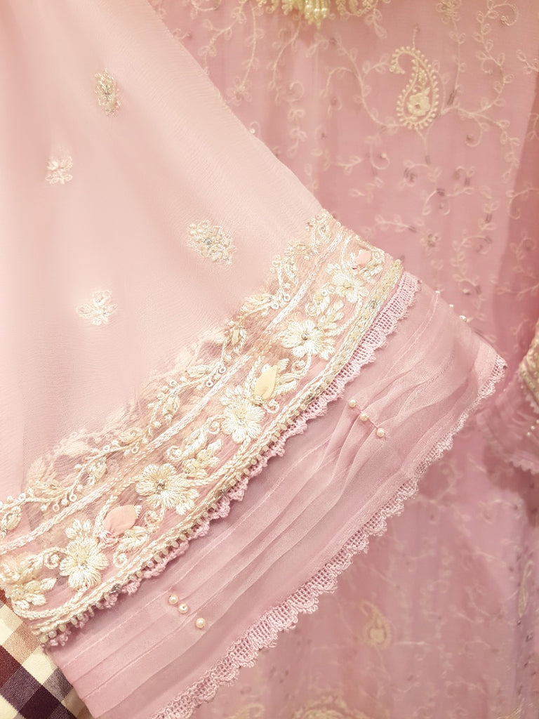 TWO PIECE PURE CHIFFON HEAVILY EMBROIDERED S104643