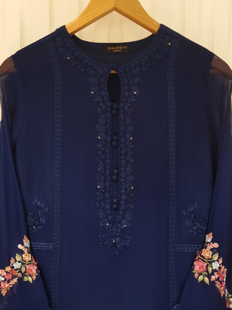 TWO PIECE PURE CHIFFON HEAVILY EMBROIDERED S104757