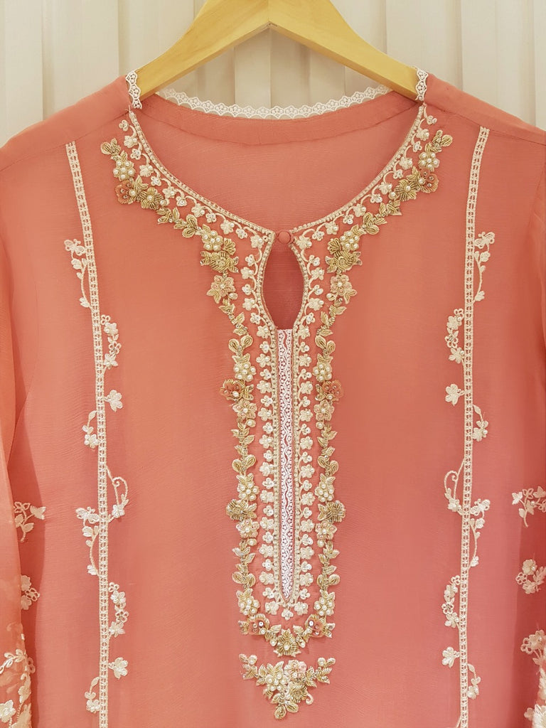 TWO PIECE 100% PURE CHIFFON HEAVILY EMBROIDERED S104844