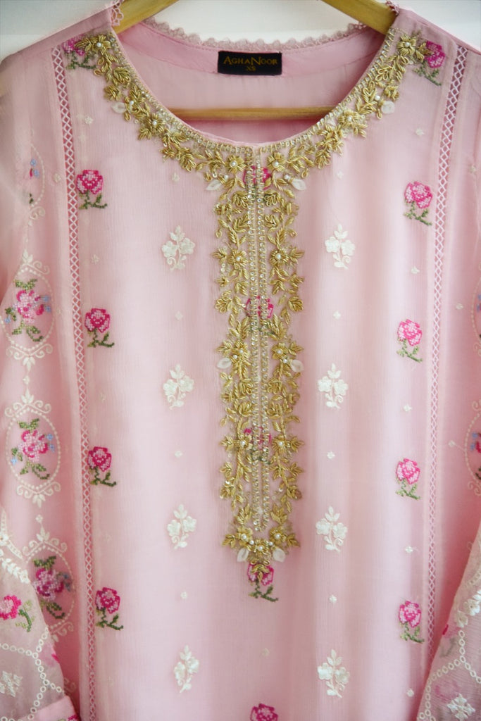 TWO PIECE 100% PURE CHIFFON HEAVILY EMBROIDERED S104981
