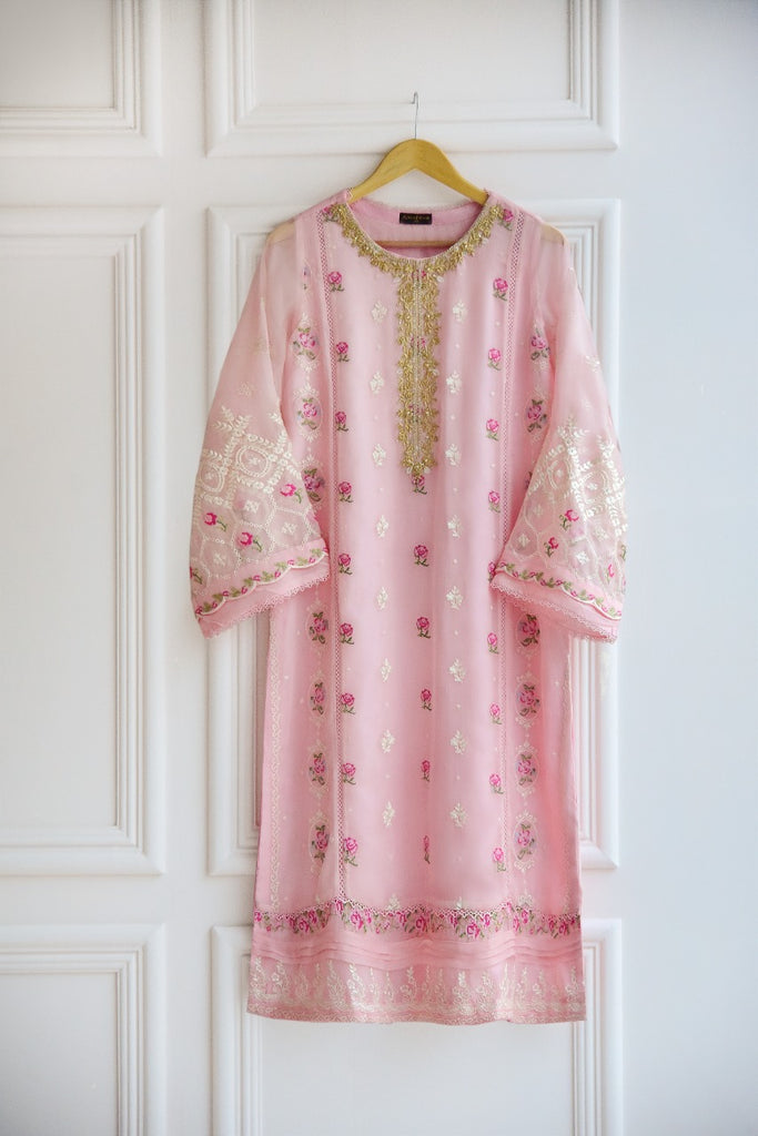 TWO PIECE 100% PURE CHIFFON HEAVILY EMBROIDERED S104981