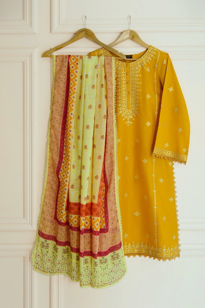 TWO PIECE 100% PURE JACQUARD LAWN SHIRT WITH PRINTED DUPATTA S104991