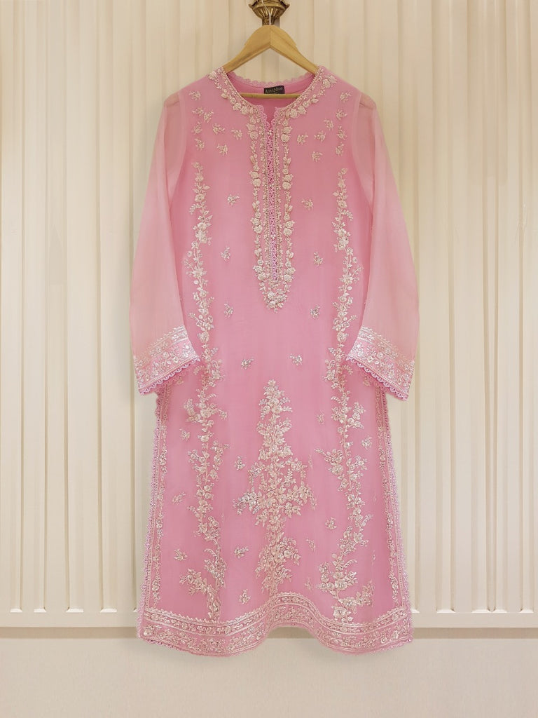 TWO PIECE 100% PURE CHIFFON HEAVILY EMBROIDERED S105156