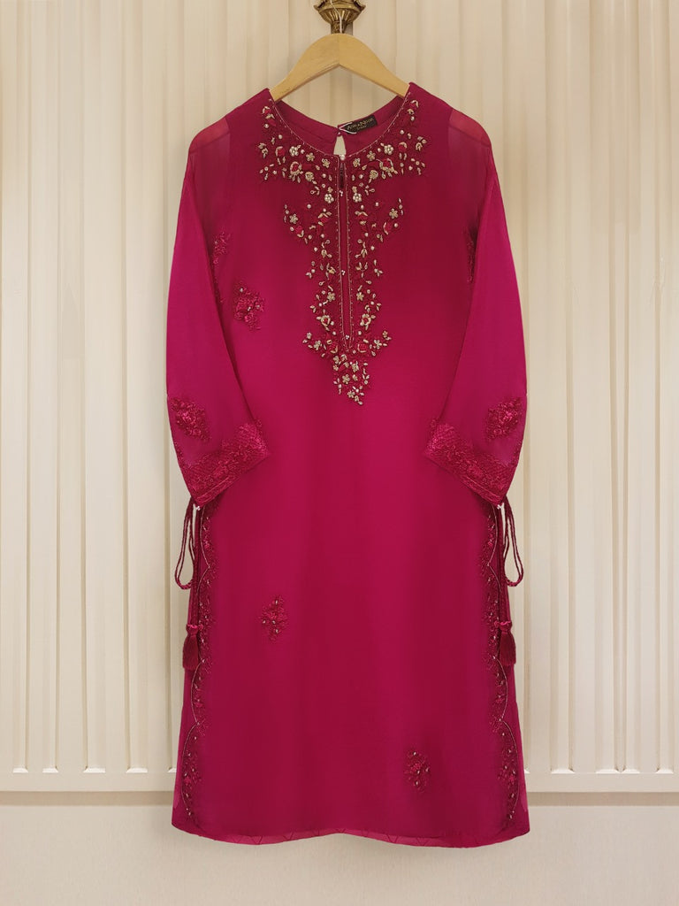 TWO PIECE 100% PURE CHIFFON HEAVILY EMBROIDERED S105317