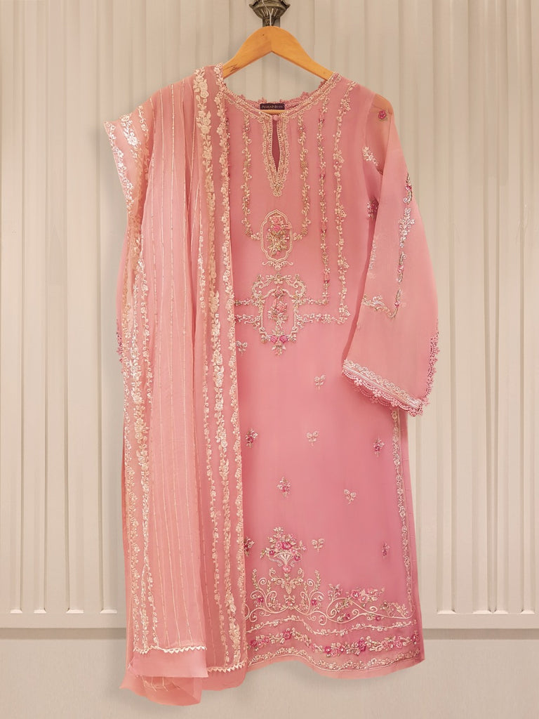TWO PIECE 100% PURE CHIFFON HEAVILY EMBROIDERED S105387
