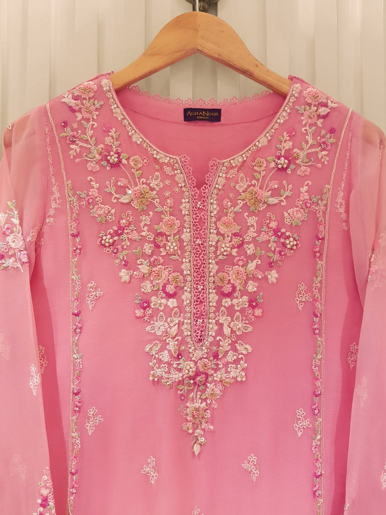 TWO PIECE 100% PURE CHIFFON HEAVILY EMBROIDERED S105390