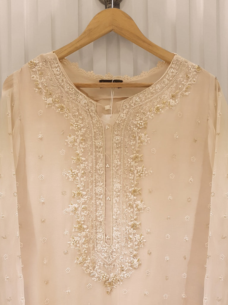TWO PIECE 100% PURE CHIFFON HEAVILY EMBROIDERED S105419