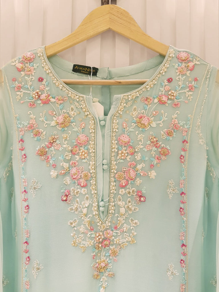 TWO PIECE 100% PURE CHIFFON HEAVILY EMBROIDERED S105421