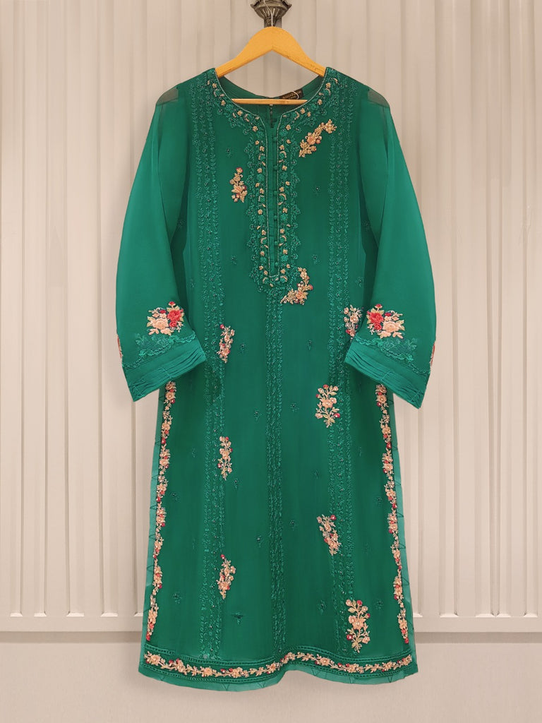TWO PIECE 100% PURE CHIFFON HEAVILY EMBROIDERED S105438