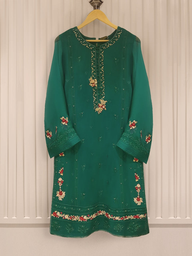 TWO PIECE 100% PURE CHIFFON HEAVILY EMBROIDERED S105447