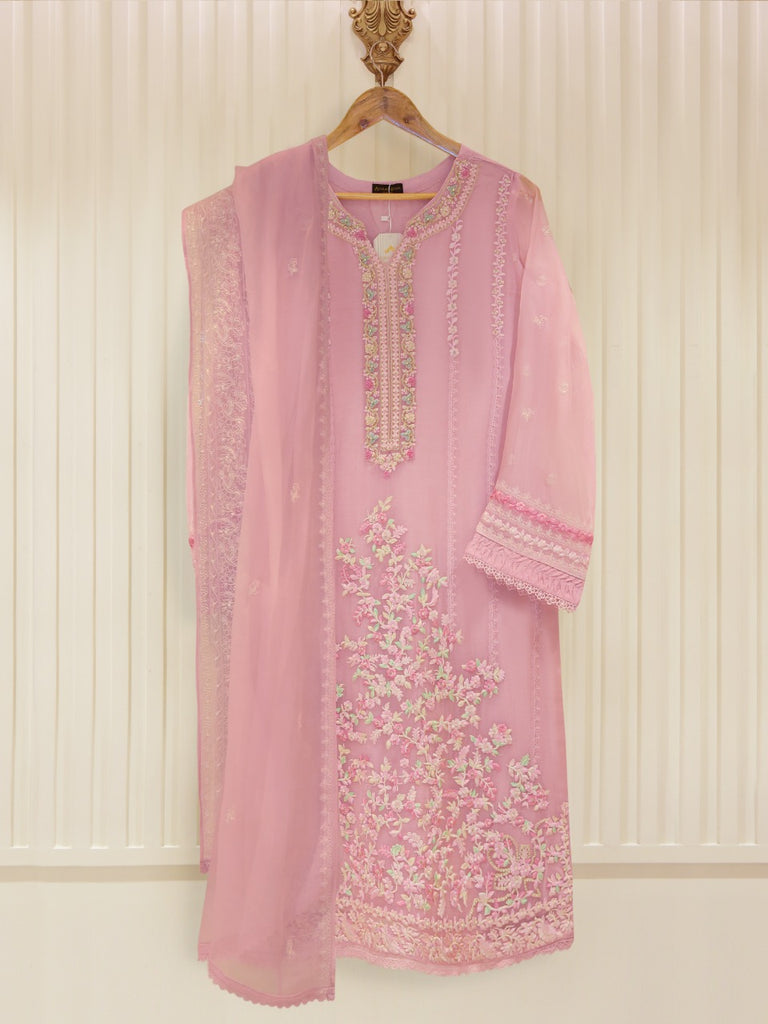 TWO PIECE 100% PURE CHIFFON HEAVILY EMBROIDERED S105480