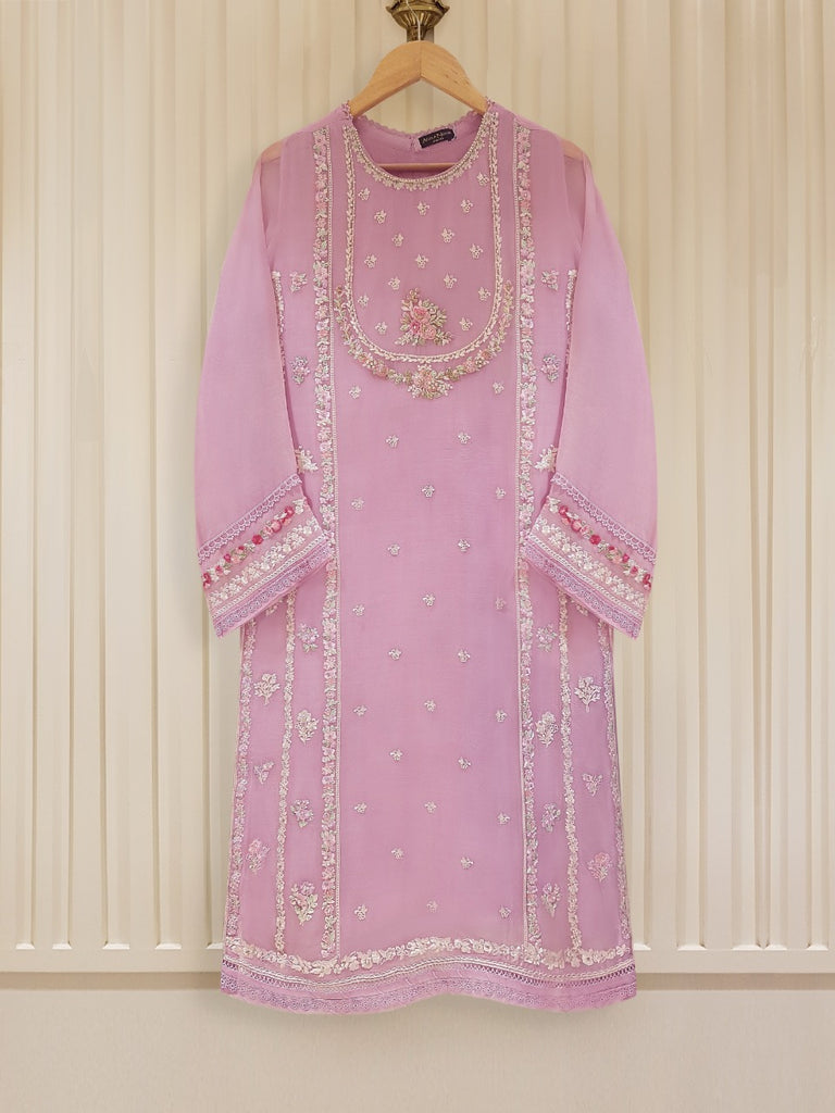 TWO PIECE 100% PURE CHIFFON HEAVILY EMBROIDERED S105531