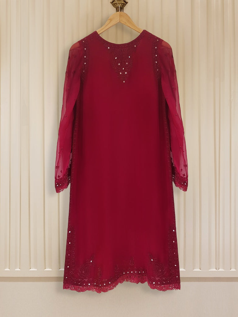 TWO PIECE 100% PURE CHIFFON HEAVILY EMBROIDERED S105568