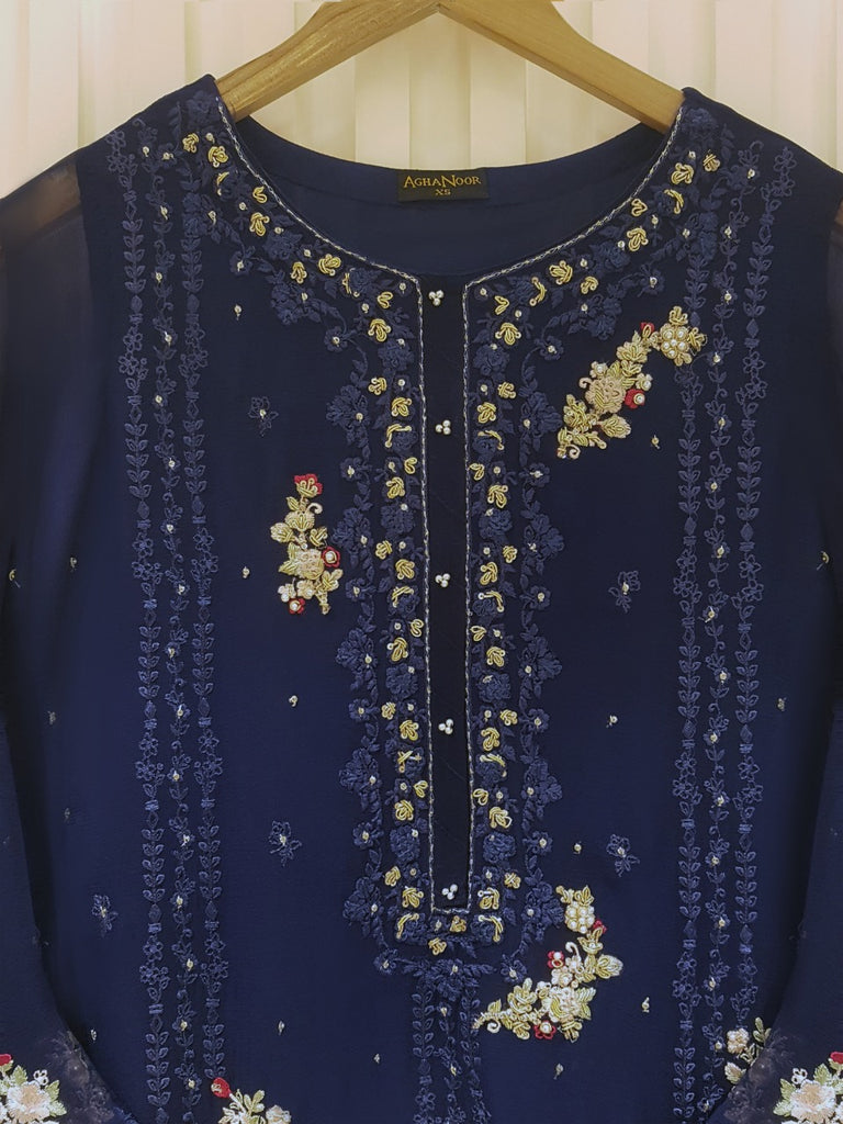PURE CHIFFON HEAVILY EMBROIDERED SHIRT AND PANTS S105692