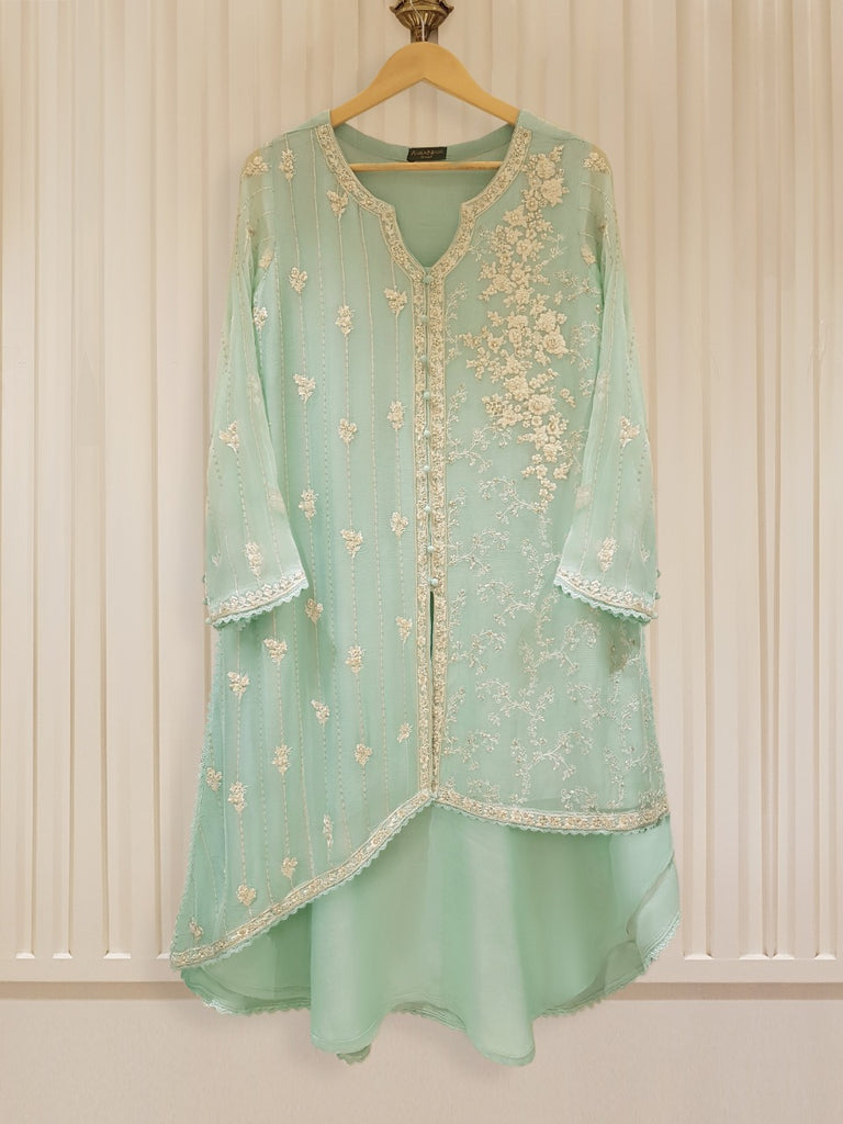 PURE CHIFFON HEAVILY EMBROIDERED SHIRT AND PANTS S105713