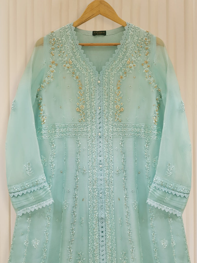 PURE CHIFFON HEAVILY EMBROIDERED SHIRT AND PANTS S105779