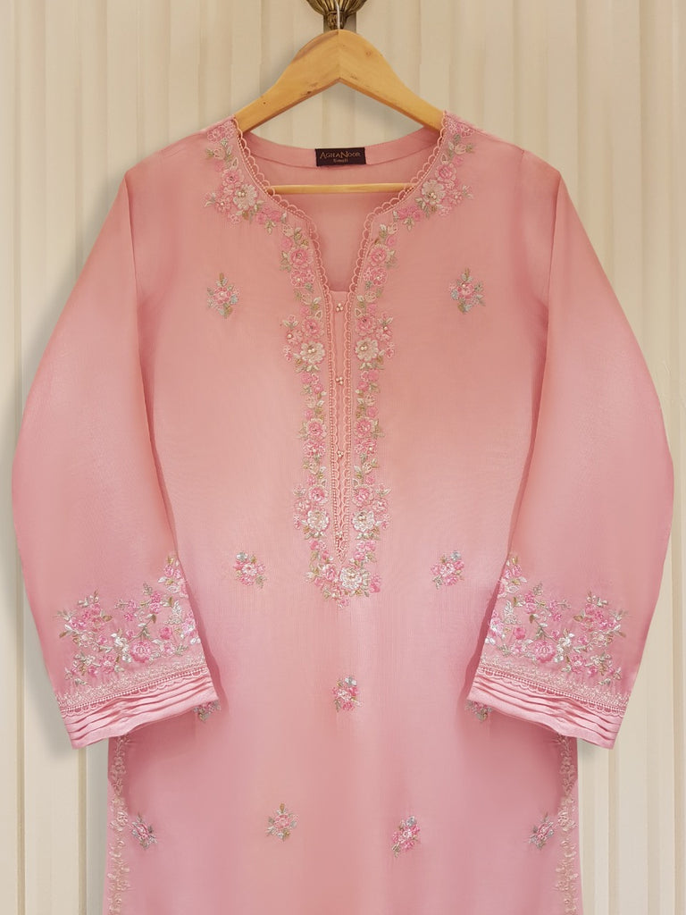 PURE SILK NET EMBROIDERED SHIRT S105809