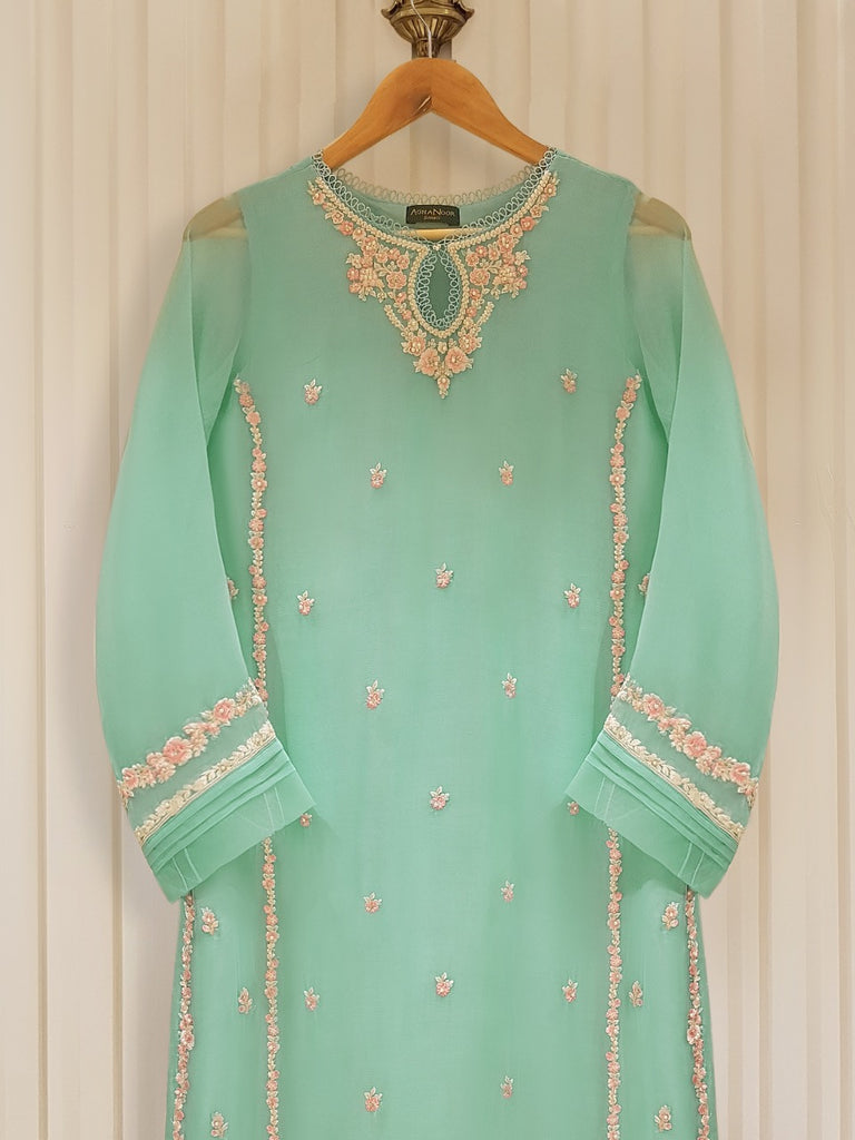 TWO PIECE 100% PURE CHIFFON HEAVILY EMBROIDERED S106080