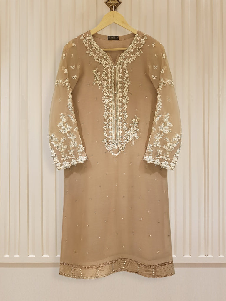TWO PIECE 100% PURE CHIFFON HEAVILY EMBROIDERED S106129