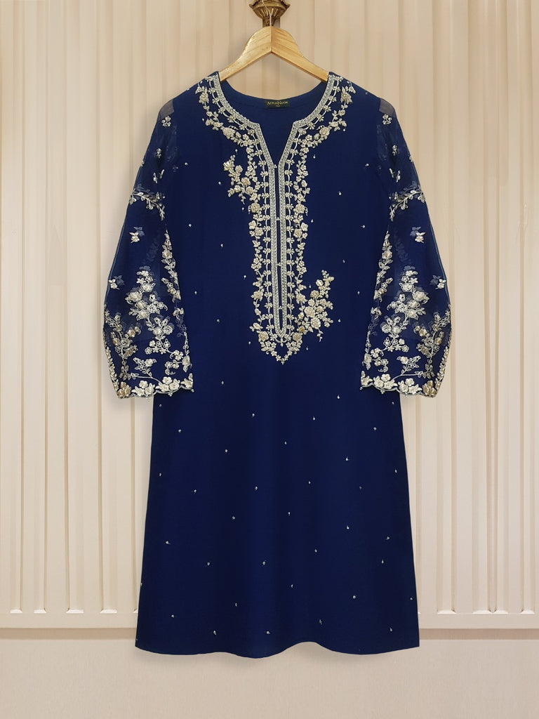 TWO PIECE 100% PURE CHIFFON HEAVILY EMBROIDERED S106194