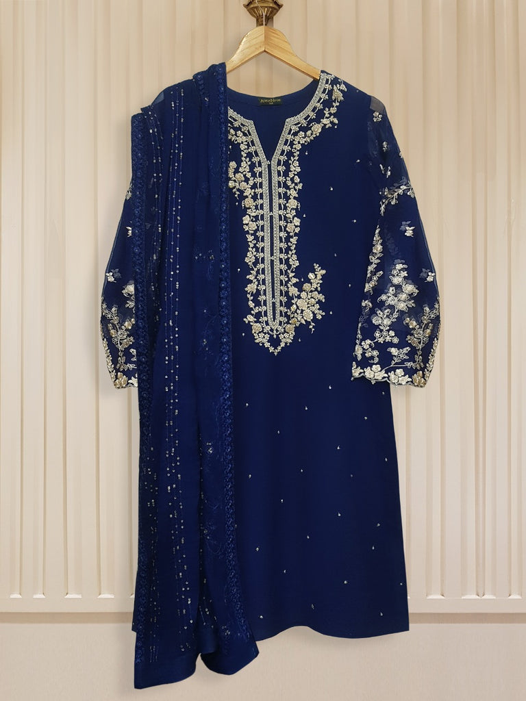 TWO PIECE 100% PURE CHIFFON HEAVILY EMBROIDERED S106194