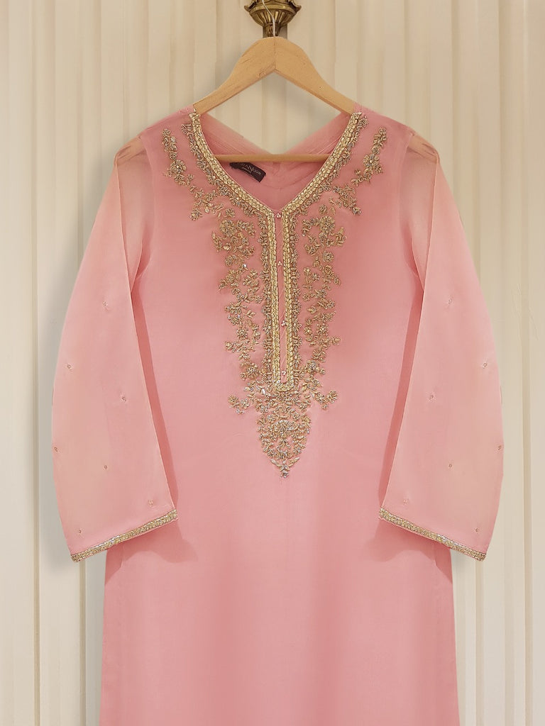 PURE CHIFFON HEAVILY EMBROIDERED SHIRT AND PANTS S106207