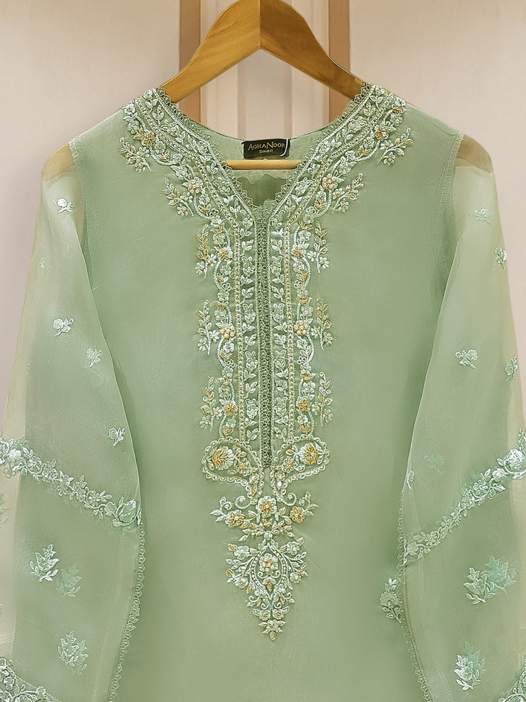PURE ORGANZA EMBROIDERED  SHIRT AND PANTS S106746