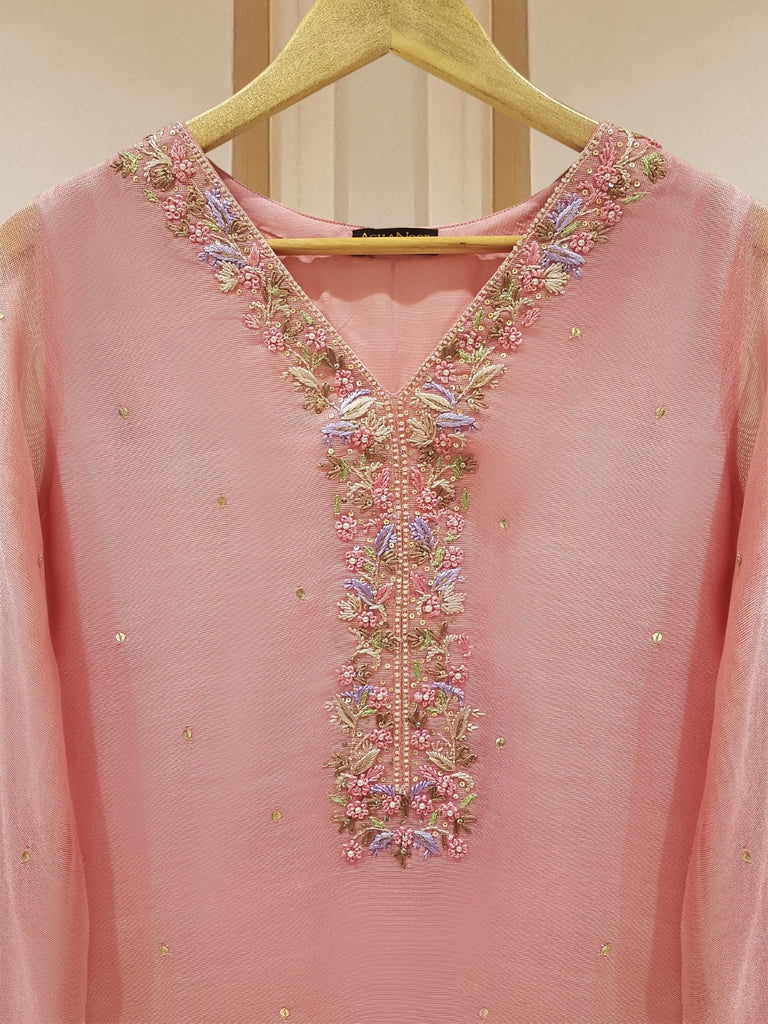 PURE COTTON NET HAND EMBROIDERED SHIRT AND PANTS S106870