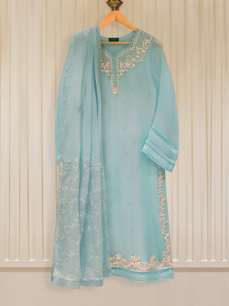 TWO PIECE 100% PURE CHIFFON HEAVILY EMBROIDERED S106117